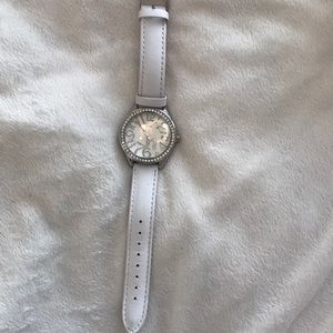 White leather guess watch